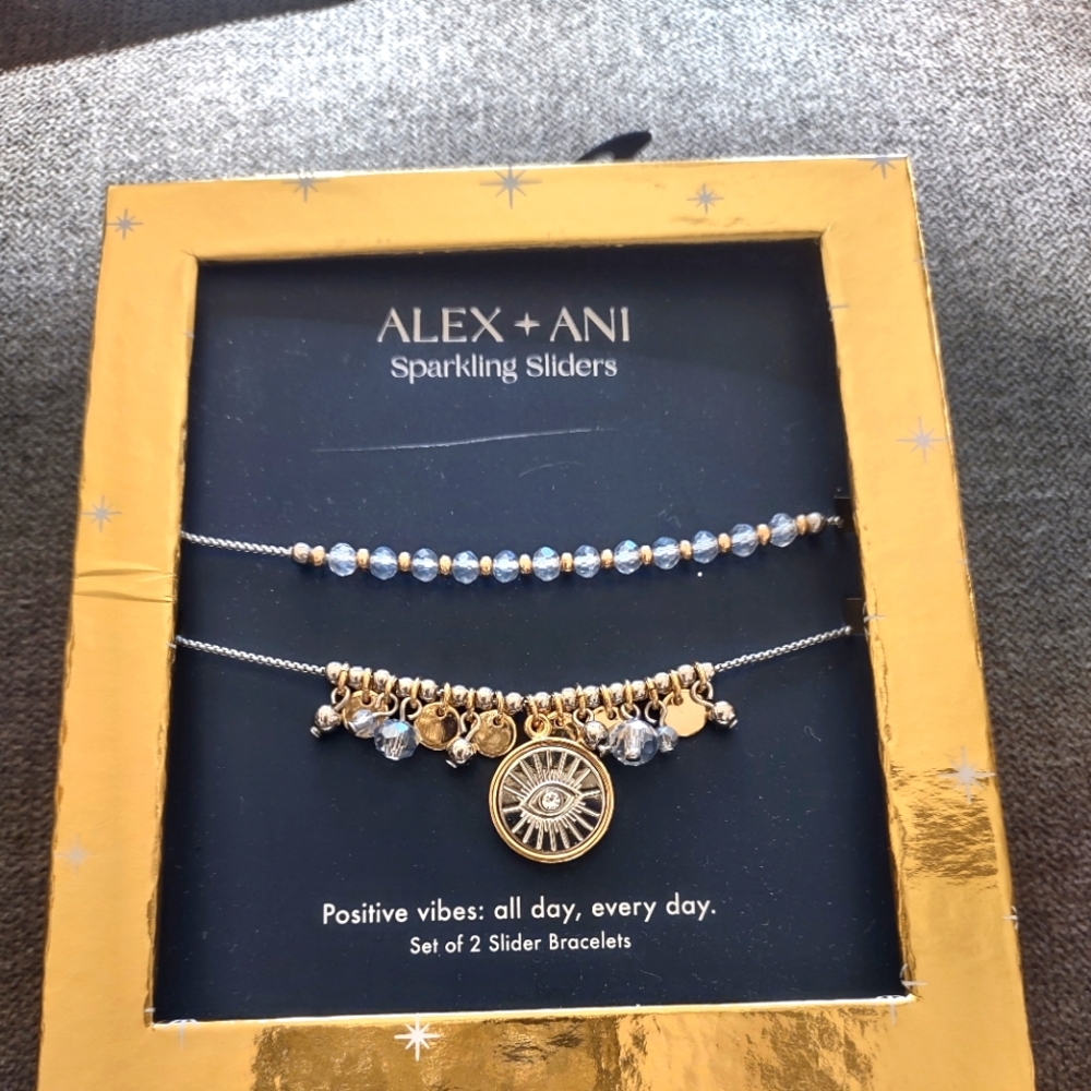 Alex and Ani Positive Vibes all day slider bracelets